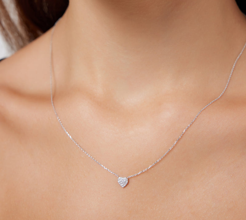 Ari Pave Heart Charm Necklace in Sterling Silver | Kendra Scott