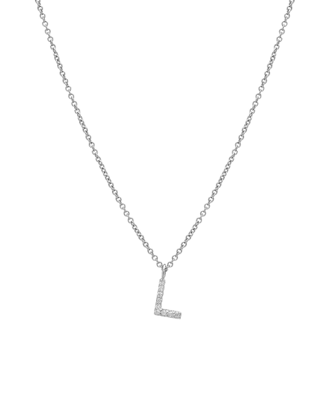9ct White Gold Diamond Initial Pendant – Bijou Jewellery