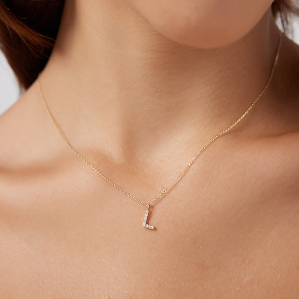 14K Yellow Gold Natural Diamond Initial Necklace, Letter S Necklace – LTB  JEWELRY