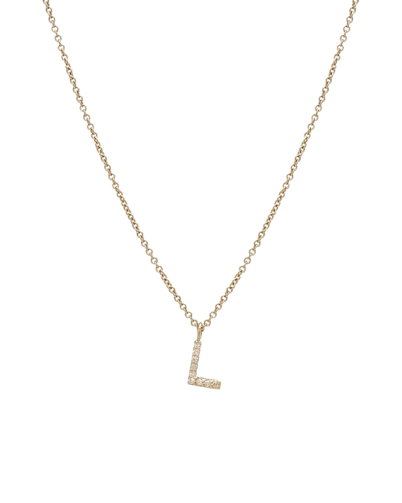 Diamond Initial Necklace , 14K Yellow Gold Diamond Letter Necklace, Personalized Jewelry, All Letters Available, Letter L