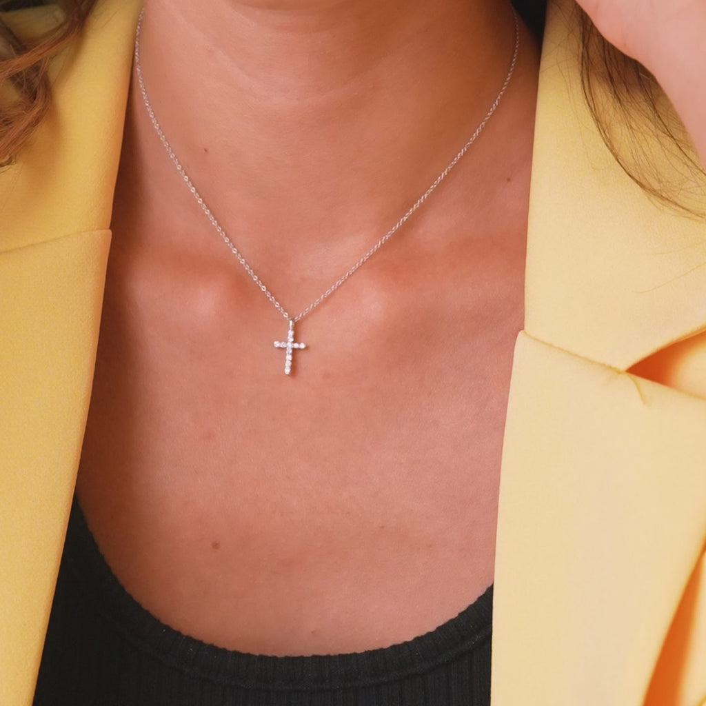 14K Rose Gold Women's Cross Necklace with Hidden Bale
