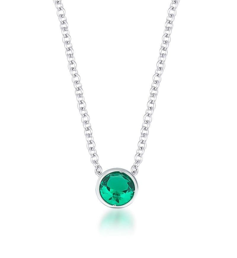 Emerald Necklace, 14K Solid Yellow Gold Emerald Solitaire, 0.30 Carat Bezel Set Emerald, May Birthstone, Layering, Green Emerald