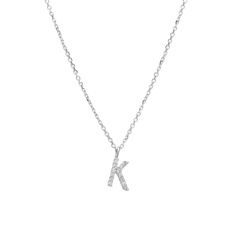 14K Solid Yellow Gold Diamond Initial Necklace, Diamond Letter Necklace, Letter k Necklace, Layering necklace, Dainty Letter Necklace
