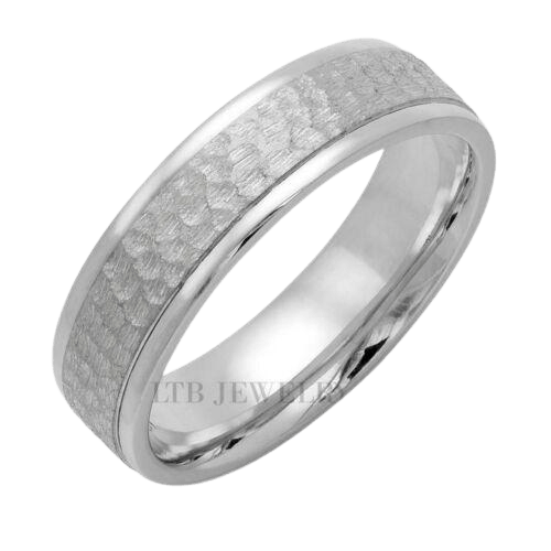 Hammered Finish Mens Wedding Rings