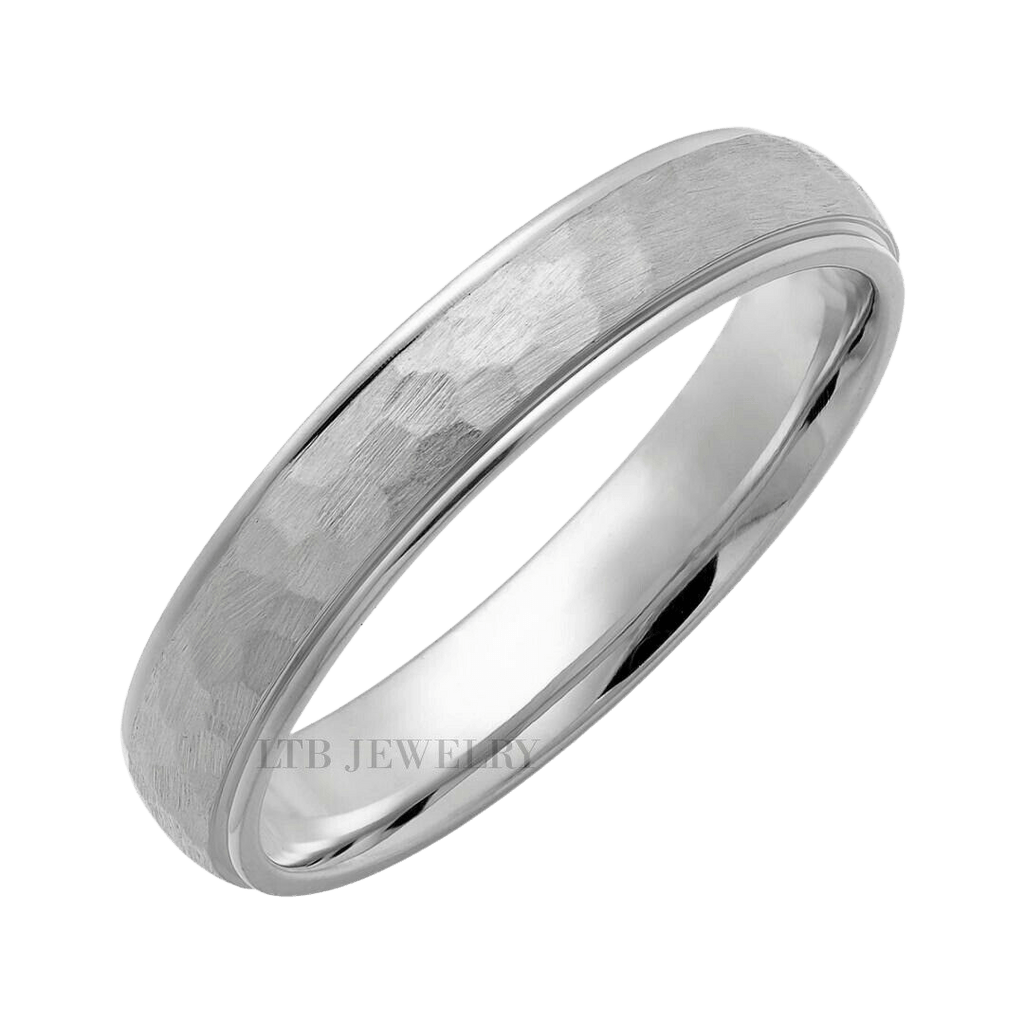 Hammered platinum deals mens wedding band