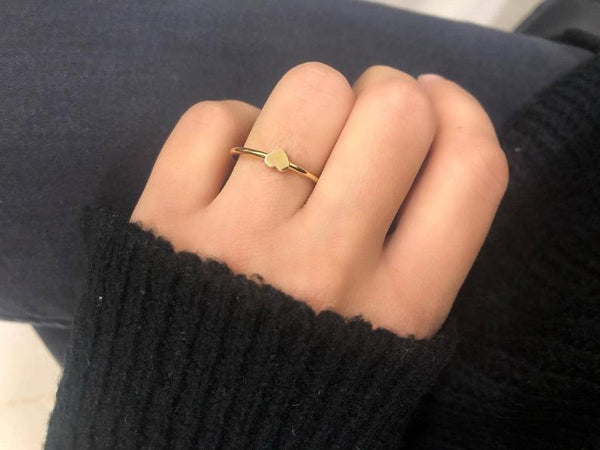 Heart Ring, 14K Solid Yellow Gold Heart Ring, Dainty Heart Ring, Minimalist Heart Ring, Womens Ring, Gold Ring, Promise Ring
