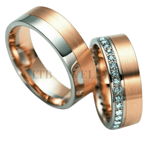 His and Hers Diamond Wedding Rings, 14K Two Tone Gold Matching Wedding Bands