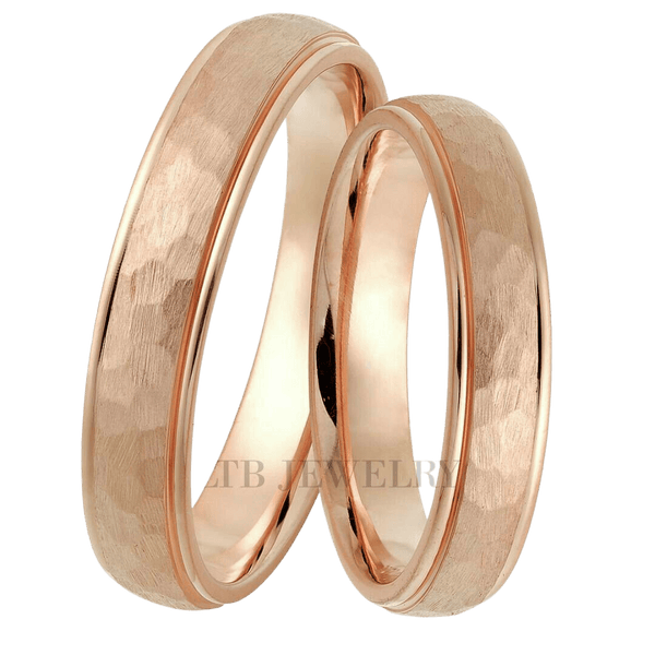 His and Hers Wedding Bands, 14K Rose Gold Wedding Rings Set