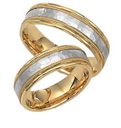 His and Hers Wedding Rings, 14K Two Tone Gold Matching Wedding Bands Set