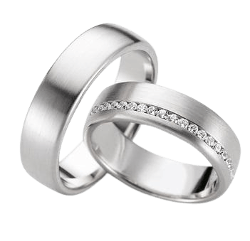 His and Hers Wedding Rings, 14K White Gold Diamond Wedding Bands