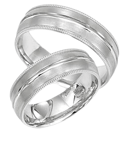 His and Hers Wedding Rings, 14K White Gold Matching Wedding Bands Set