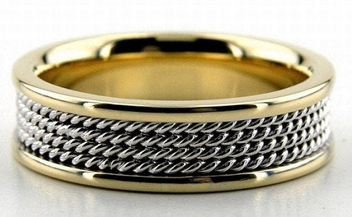 Two Tone Gold Rope Braided Wedding Bands