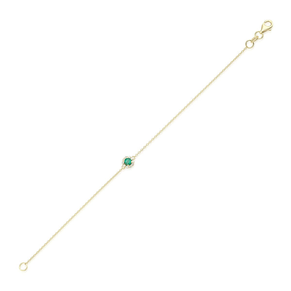 Natural Emerald Bracelet, 14K Gold Emerald and Diamond Bracelet