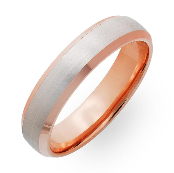 Platinum and 14K Solid Rose Gold Mens and Womens Wedding Rings
