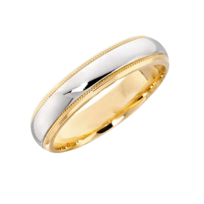 18K Solid Yellow Gold and Platinum Wedding Bands