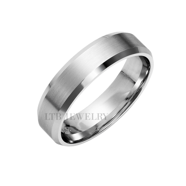 Platinum Beveled Edge Mens Wedding Rings