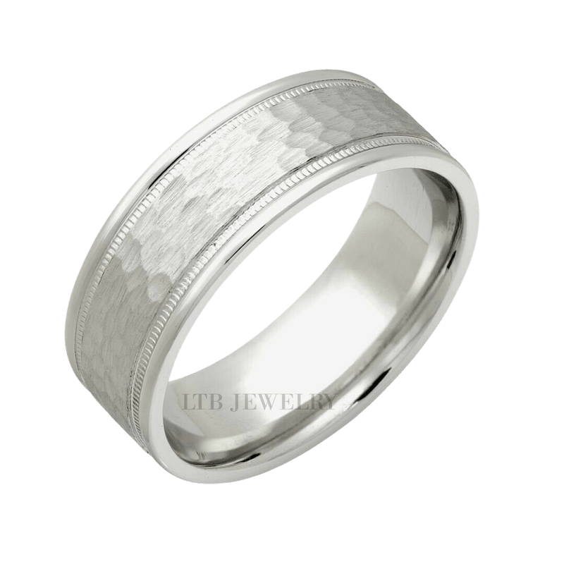 Wedding band 2025 hammered finish