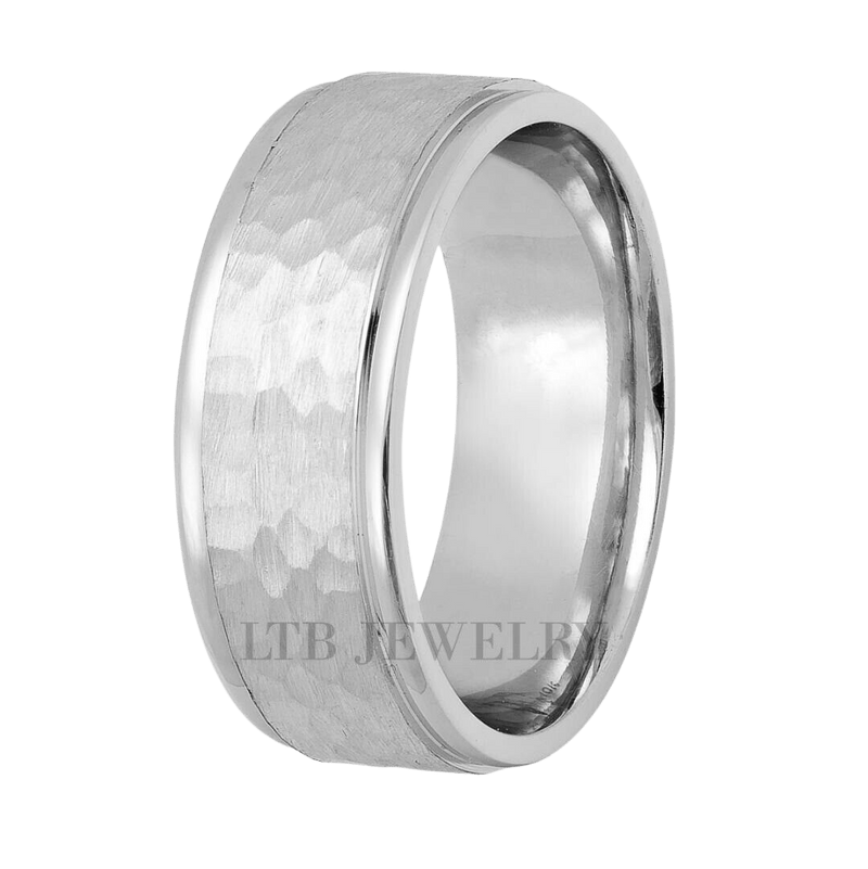 Platinum Hammered Finish Mens Wedding Bands LTB JEWELRY