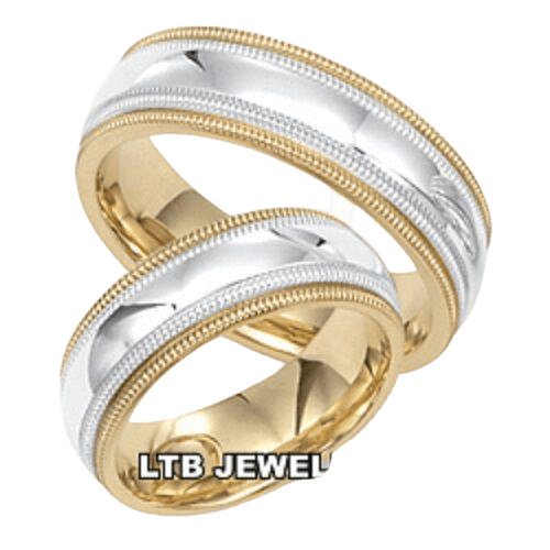 Platinum Matching Wedding Bands,18K Yellow Gold and Platinum His and Hers Wedding Rings Set