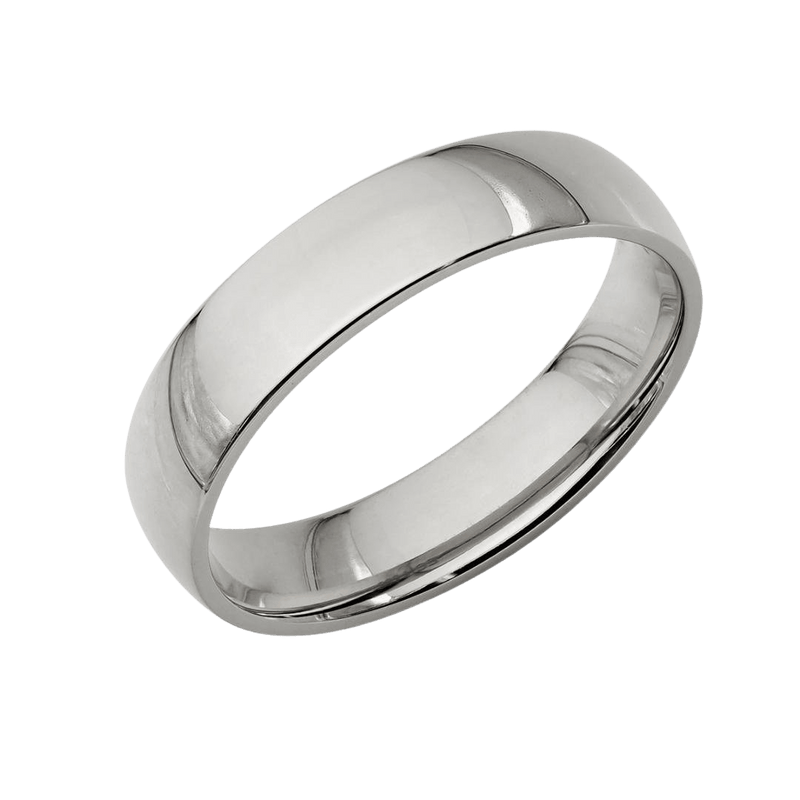 14K White Gold Mens Hammered Textured 5mm Wedding Ring