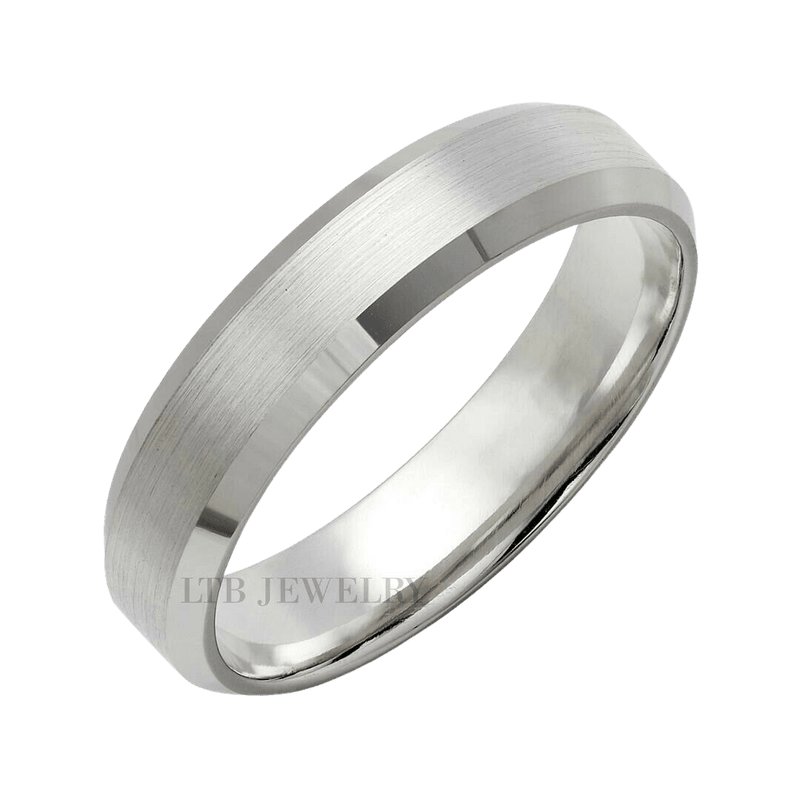 Platinum Wedding Band , Beveled Edge Platinum Mens Wedding Ring