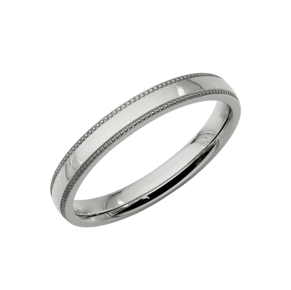 Platinum Wedding Bands, 3mm Unisex Dome Milgrain Platinum Wedding Rings