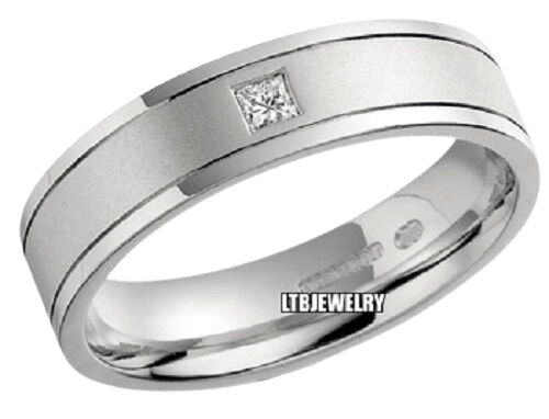 Princess Cut Diamond Mens Wedding Ring