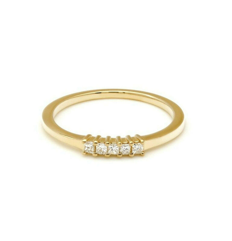 Princess Cut Diamond Wedding Band, Diamond Engagement Ring ,14K Solid Yellow Gold Diamond Rings, Diamond Eternity Rings, Anniversary Ring