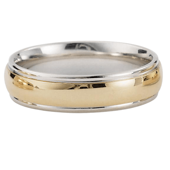 Two Tone Gold Wedding Bands, 14k White and Yellow Gold Mens Wedding Rings